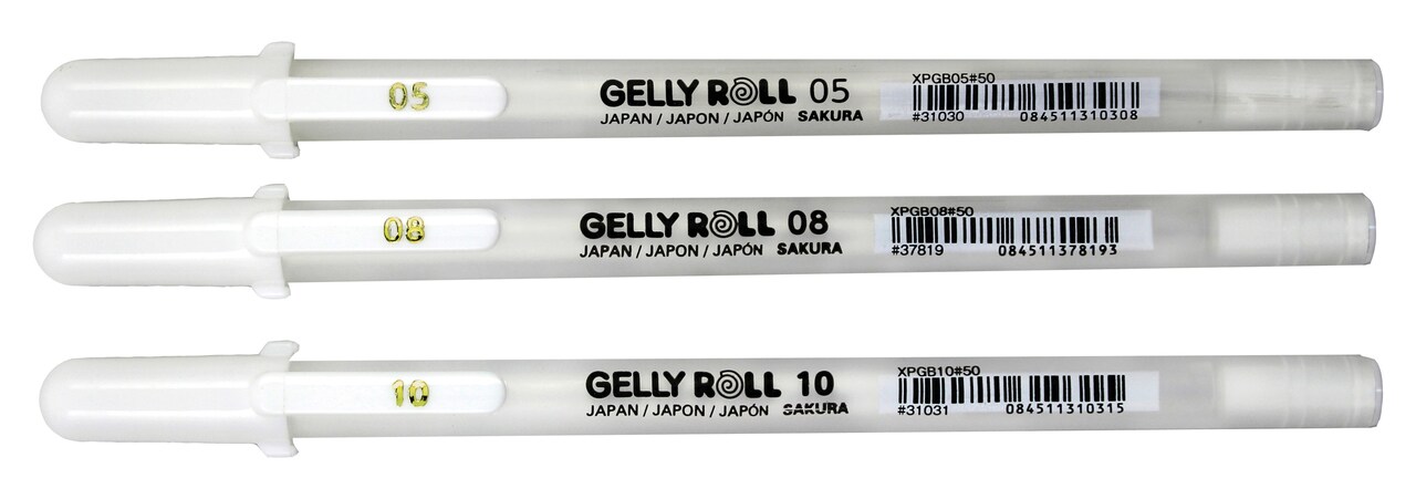 Gelly Roll Classic Assorted Points Pens Display 72/Pkg-White -Fine, Medium,  Bold
